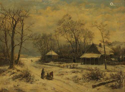 Hermanus II Koekkoek (1836-1909)<br />
Paysage hivernal anim...