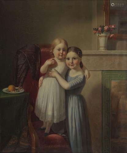 François Langlois (1811-1886)<br />
Deux enfants, huile sur ...