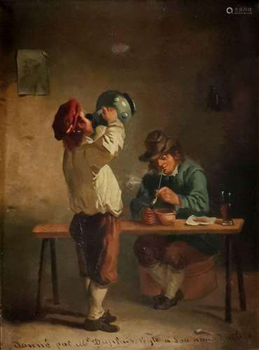 Ecole française XIXe s<br />
Buveurs à la taverne, huile sur...