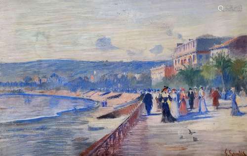 Fernand Gaulis (1860-1924)<br />
Promenade au bord du lac, p...