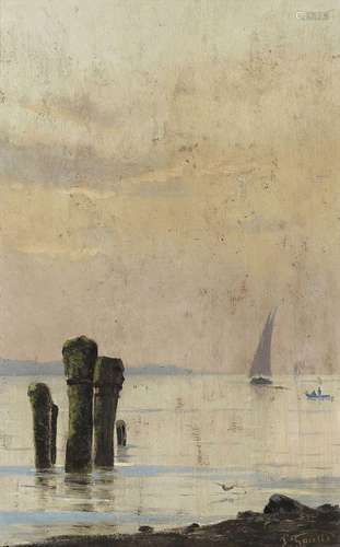 Fernand Gaulis (1860-1924)<br />
Voilier sur le lac Léman, h...