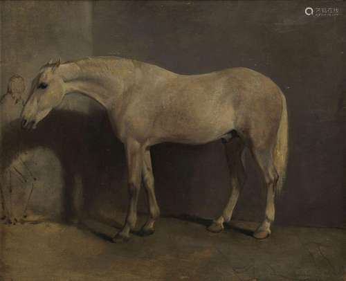 Albert Lugardon (1801-1884)<br />
Cheval blanc, huile sur pa...