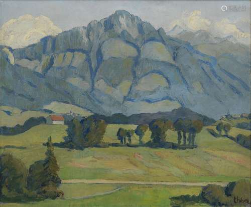 Gaston Thévoz (1902-1948)<br />
La Dent de Broc, huile sur t...