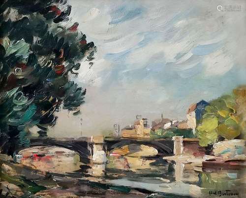 Abel Bertram (1871-1954)<br />
Le pont de Charenton, huile s...