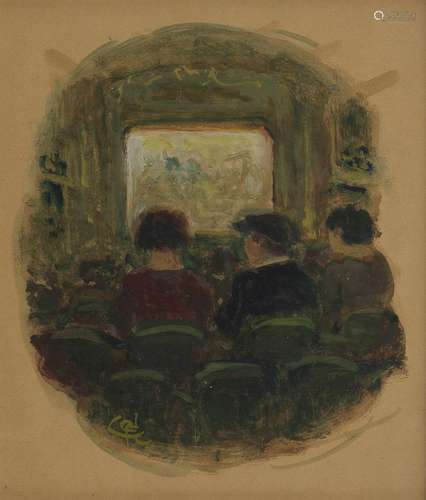 Augustin Grass-Mick (1873-1963)<br />
Au théâtre, huile sur ...