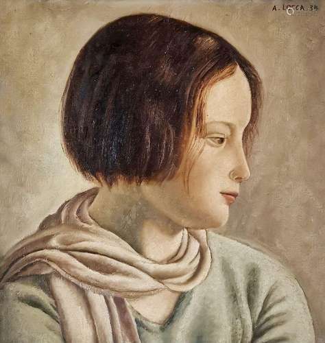 Albert Locca (1895-1966)<br />
Portrait de jeune fille, huil...