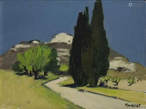 Robert Humblot (1907-1962)<br />
Les cyprès, huile sur toile...