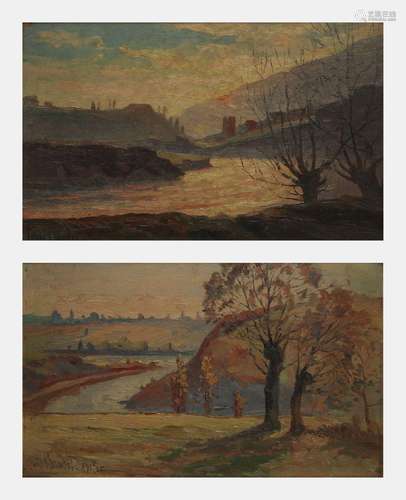 Louis Baudit (1870-1960)<br />
Paysages, paire d'huiles sur ...