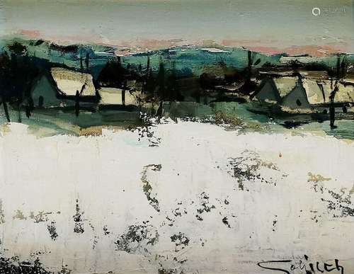 William Goliasch (1922-1986)<br />
Paysage d'hiver, huile su...