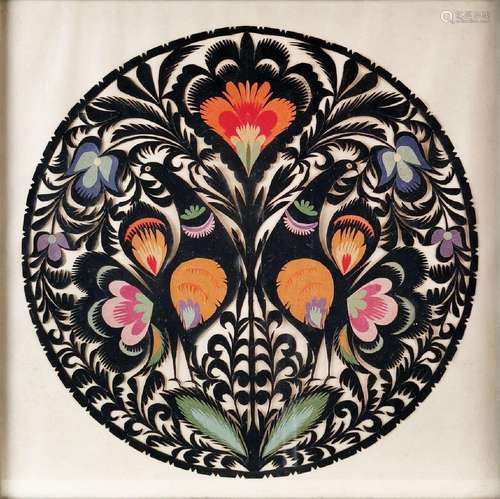 Deux découpages <br />
Papiers de couleur à motifs floraux, ...