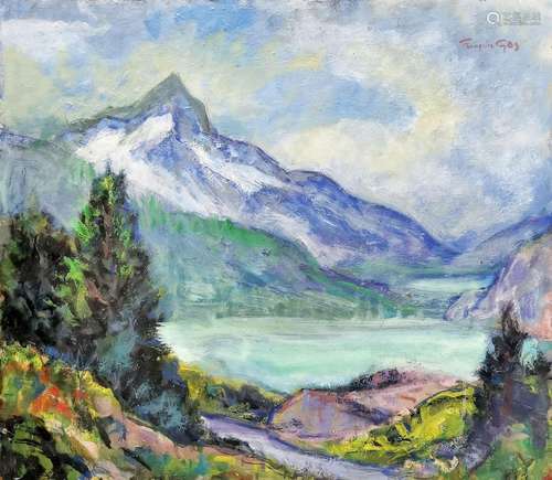 François Gos (1880-1975)<br />
Lac de Sils, Engadine, huile ...