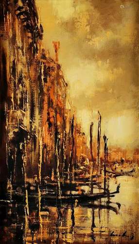 Sergio Cecchi (1921-1986)<br />
Venise, huile sur toile, 40x...