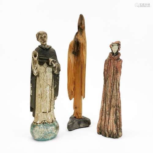 Trois personnages: Saint Dominique, la Vierge et femme en ma...