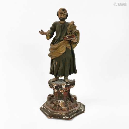 Evangéliste, XVIIIe s<br />
Bois sculpté et peint polychrome...