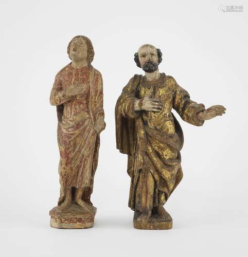 Deux saints personnages, XVIIIe s<br />
Bois sculpté et pein...