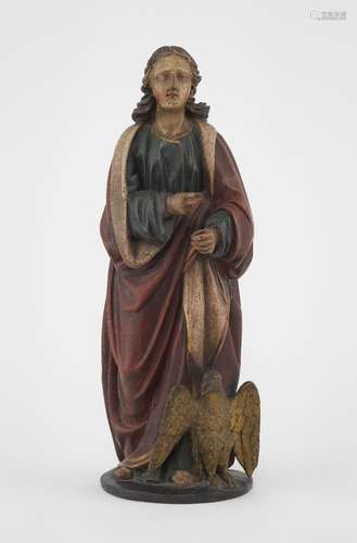 Saint Jean, XVIIIe s<br />
Bois sculpté polychrome, H 42 cm