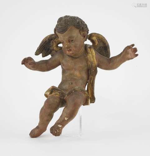 Putto, Italie, XVIIIe s<br />
Bois sculpté et peint polychro...