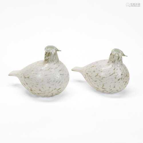 Deux colombes, design de Oiva ToikkaVerre moucheté blanc, L ...