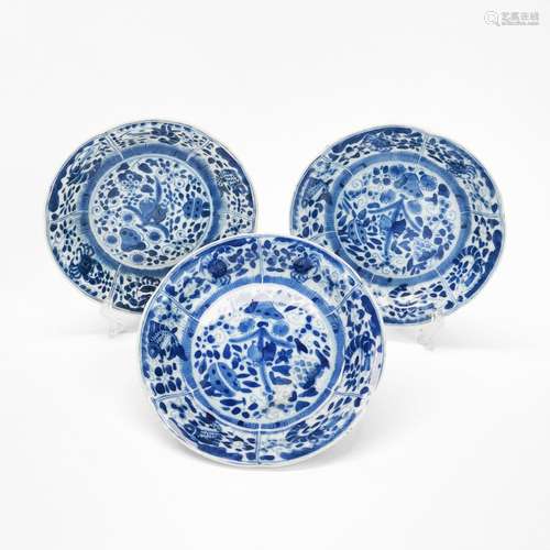 3 assiettes, Chine, début de la dynastie Qing (1644-1912)<br...