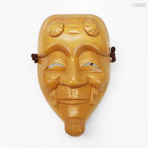 Masque de théâtre Nô en bois, Japon<br />
Bois au naturel sc...