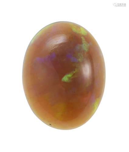 Opale taille cabochon ovale sur papier<br />
5,17 ct, accomp...