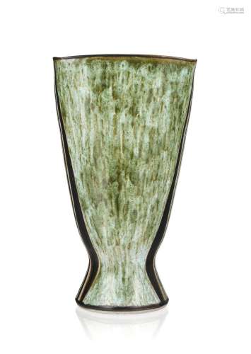 Vase à panse méplate en céramique émaillée, Marcel Noverraz ...