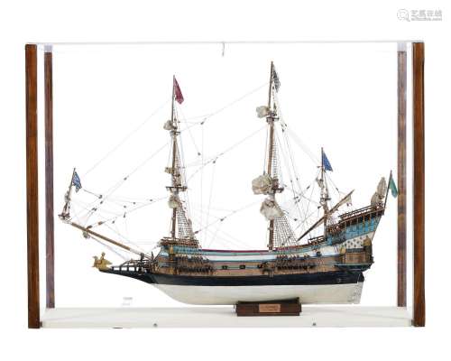 La Couronne, modèle réduit en bois du navire de guerre franç...