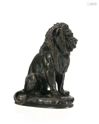 Antoine Louis BARYE (1796-1875), d`après, Lion assis, bronze...