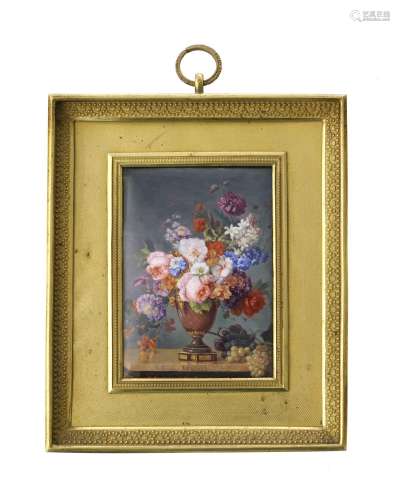 George-Julliard@, Madame, Bouquet de fleurs avec raisins, mi...