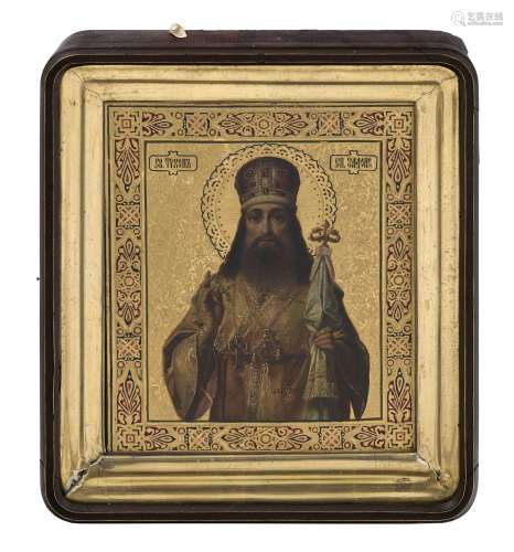 Tikhon de Zadonsk, icône sur panneau, Russie début XXe s., p...