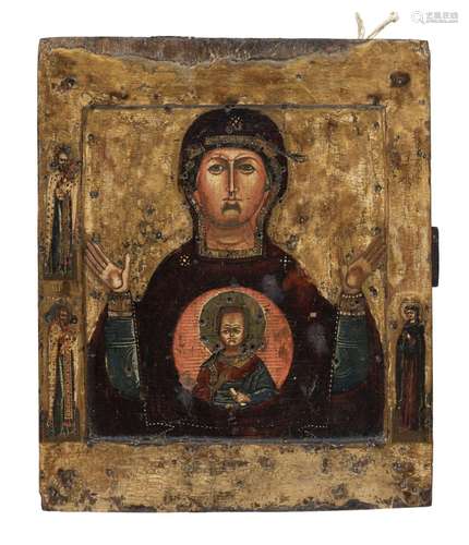 Vierge Orans, icône sur panneau polychrome, Russie XVIIe s.,...