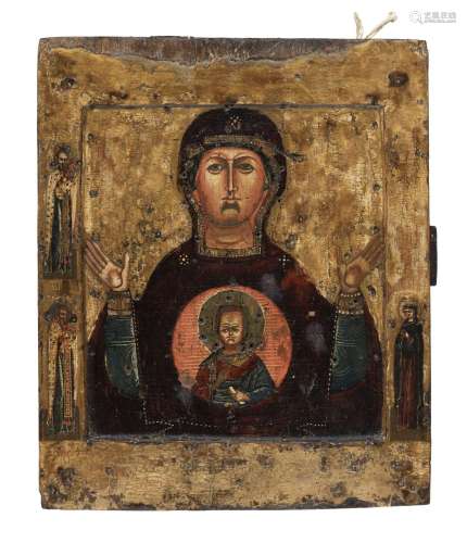 Vierge Orans, icône sur panneau polychrome, Russie XVIIe s.,...