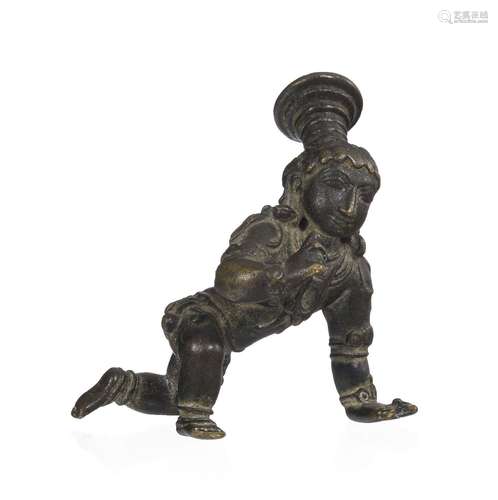 Balakrishna (Krishna enfant), sculpture en bronze, Inde du s...