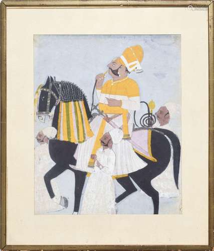 Portrait de Maharaja à cheval, probablement Vijay Singh de M...