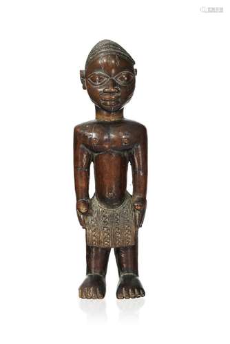 Belle statuette masculine Ibedji Yoruba, bois à patine brune...