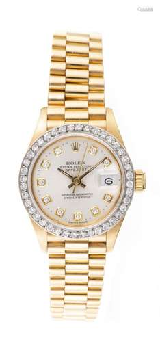 Rolex, Oyster Perpetual Datejust pour dame en or avec lunett...