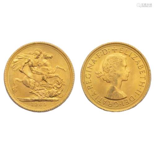 10 Gold Sovereign coins Queen Elizabeth "fiocchetto&quo...