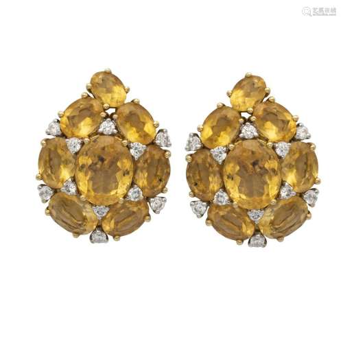 18kt yellow and white gold lobe earrings
