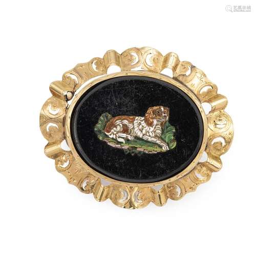 Gold and micromosaic pendant brooch