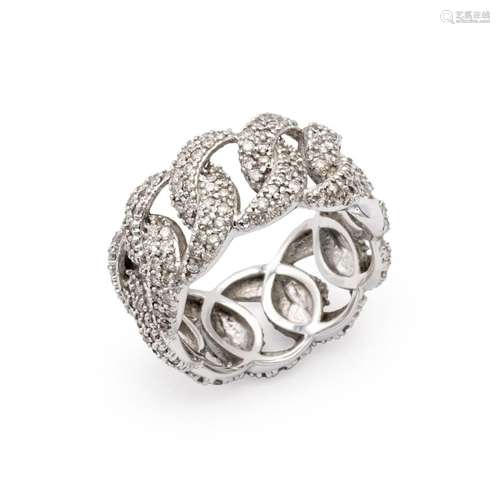 18kt white gold and diamonds Groumette band ring