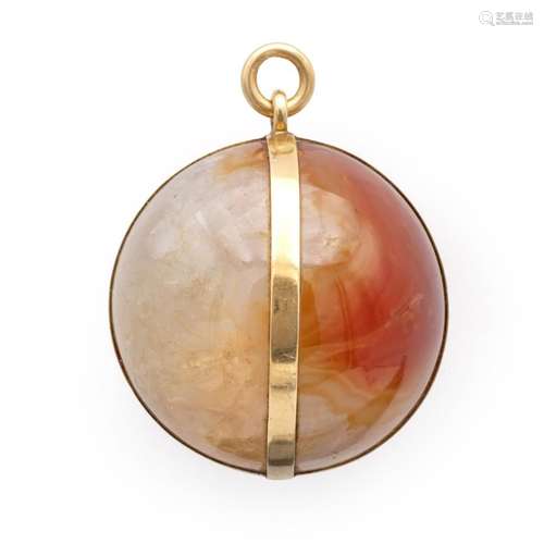 18 kt yellow gold and carnelian Boule pendant