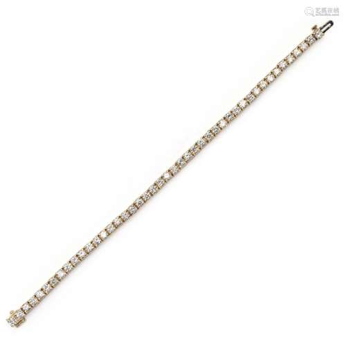 Tennis bracelet in 14kt yellow gold and diamonds