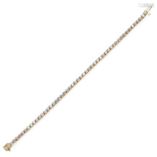 Tennis bracelet in 14kt yellow gold and diamonds