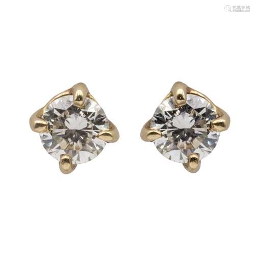 14kt yellow gold and two diamonds lobe earrings