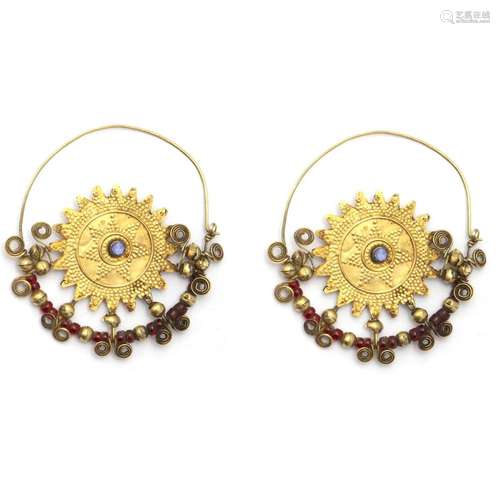 Antique gold and silver circle earrings