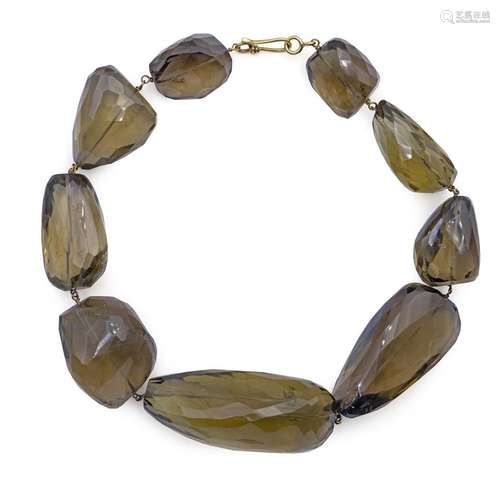 18kt yellow gold and lemon quartz necklace