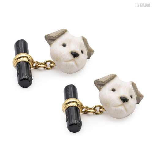 18kt yellow gold Bobtail head cufflinks