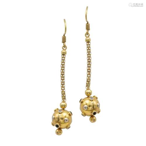 18kt yellow gold mine pendant earrings