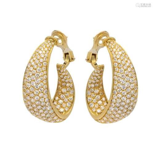 18kt yellow gold and diamonds Creole earrings
