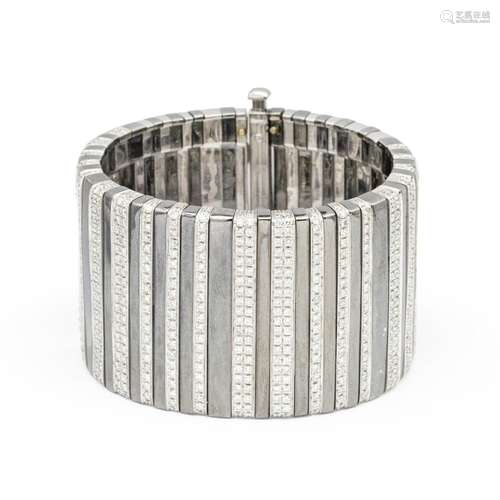 18kt white gold and diamond cuff bracelet